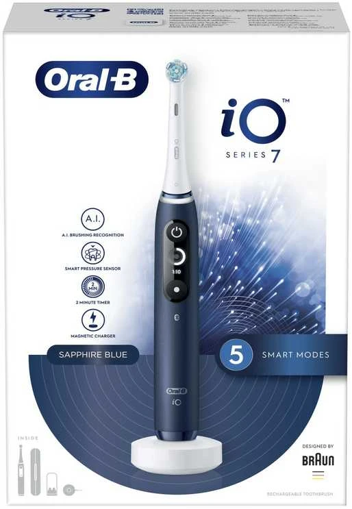 Braun iOM7.1A1.1BD Oral-B iO7 Elektrinis Dantų Šepetėlis Sapphire Mėlyna