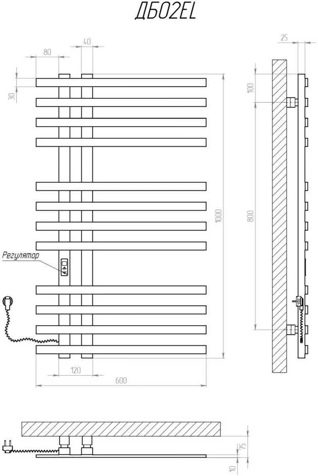 Elektrinis rankšluosčių džiovintuvas Kosser Brash 1000x600/12 EL, su laikmačiu, baltas (laidas kairėje)