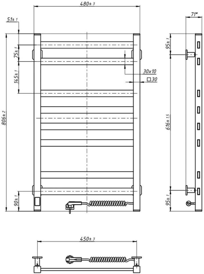 Elektrinis rankšluosčių džiovintuvas Navin Avangard 480*800, antracito, 12-928053-4880