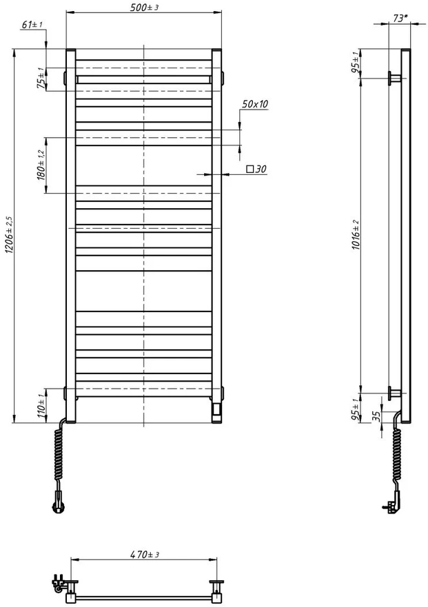 Elektrinis rankšluosčių džiovintuvas Navin Largo 500*1200 Sensor, 12-244155-5012, kairinis