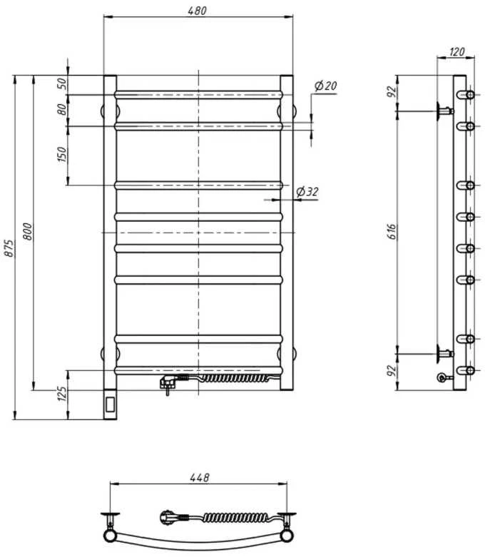 Elektrinis rankšluosčių džiovintuvas Navin Camellia 480800 Sensor, 10-507033-4880 (laidas dešineje)