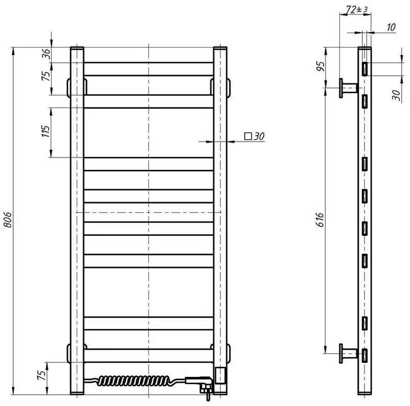 Elektrinis rankšluosčių džiovintuvas Navin Avangard Sensor 380x800, su laikmačiu, 10-028053-3680, (