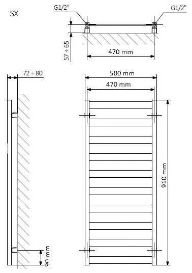 Elektrinis rankšluosčių džiovintuvas Terma Vivo, 50x91 cm
