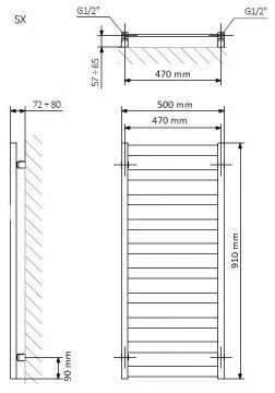Elektrinis rankšluosčių džiovintuvas Terma Vivo 500 mm x 910 mm, baltas