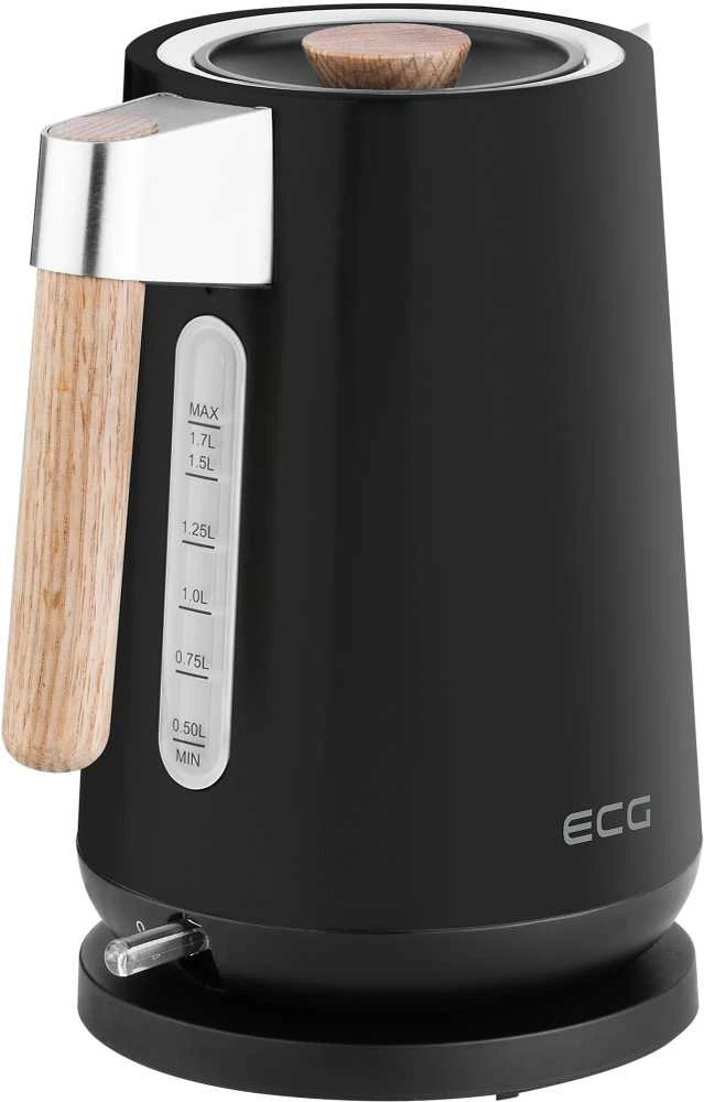 ECG RK 1768 Strix Timber Juodas Elektrinė virdulys, 1.7 L, Nerūdijantis plienas with wooden accessories