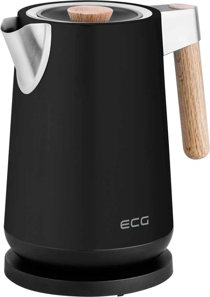 ECG RK 1768 Strix Timber Juodas Elektrinė virdulys, 1.7 L, Nerūdijantis plienas with wooden accessories