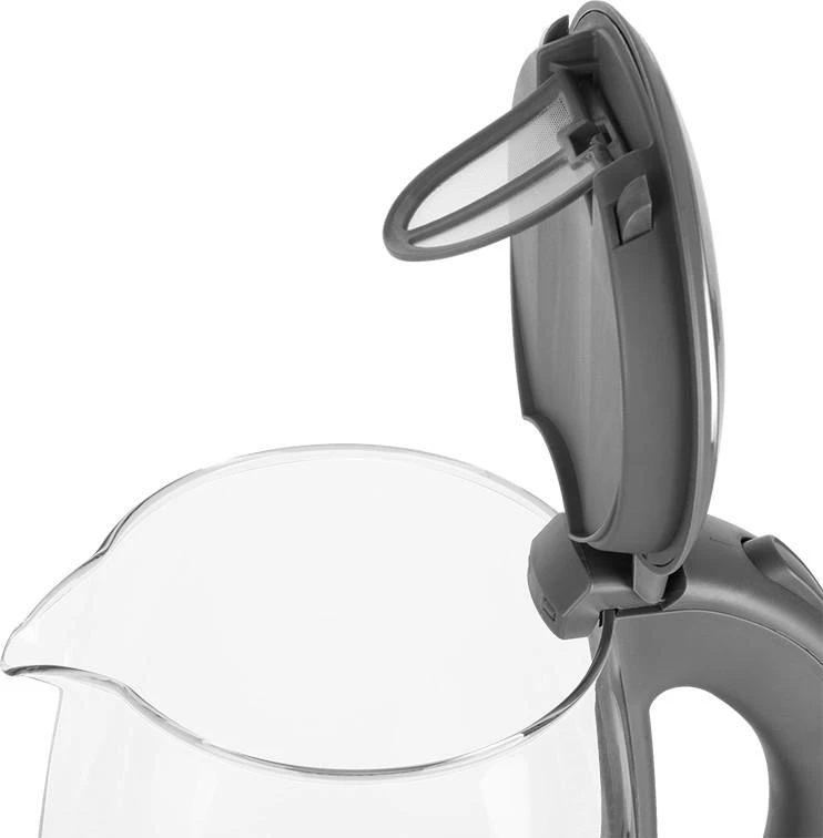ECG Elektrinė virdulys RK 2020 Pilkas Glass, 2 L, 360° base with power cord storage, Mėlyna backlight, 1850-2200 W