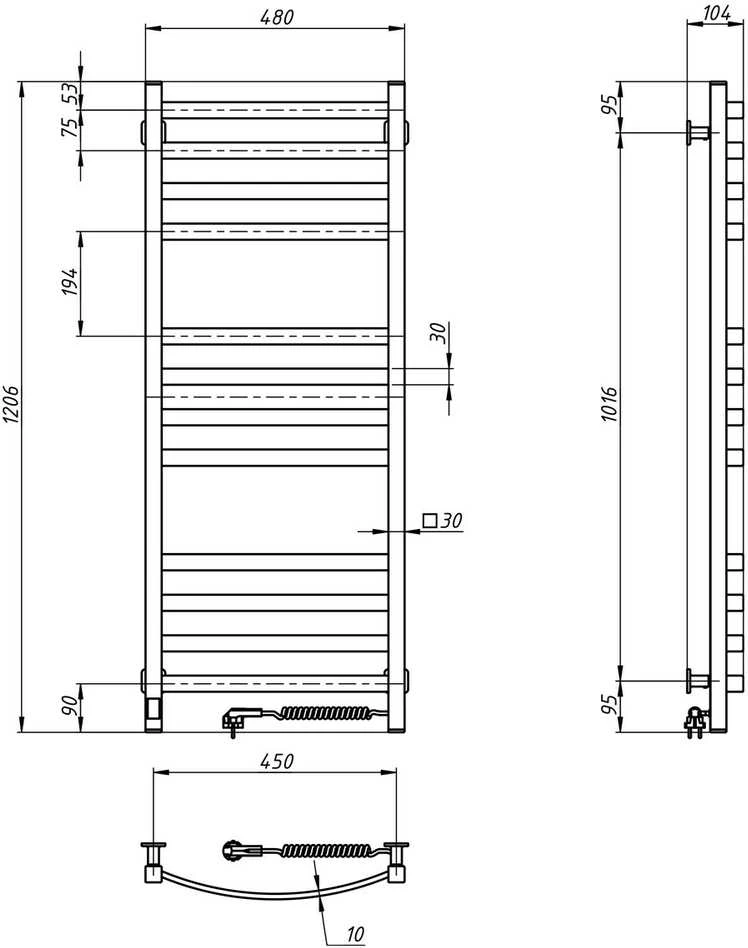 El.rankšluosčių džiovintuvas Navin Avalon 480*1200 Sensor dešinė juodas 12-203053-4812