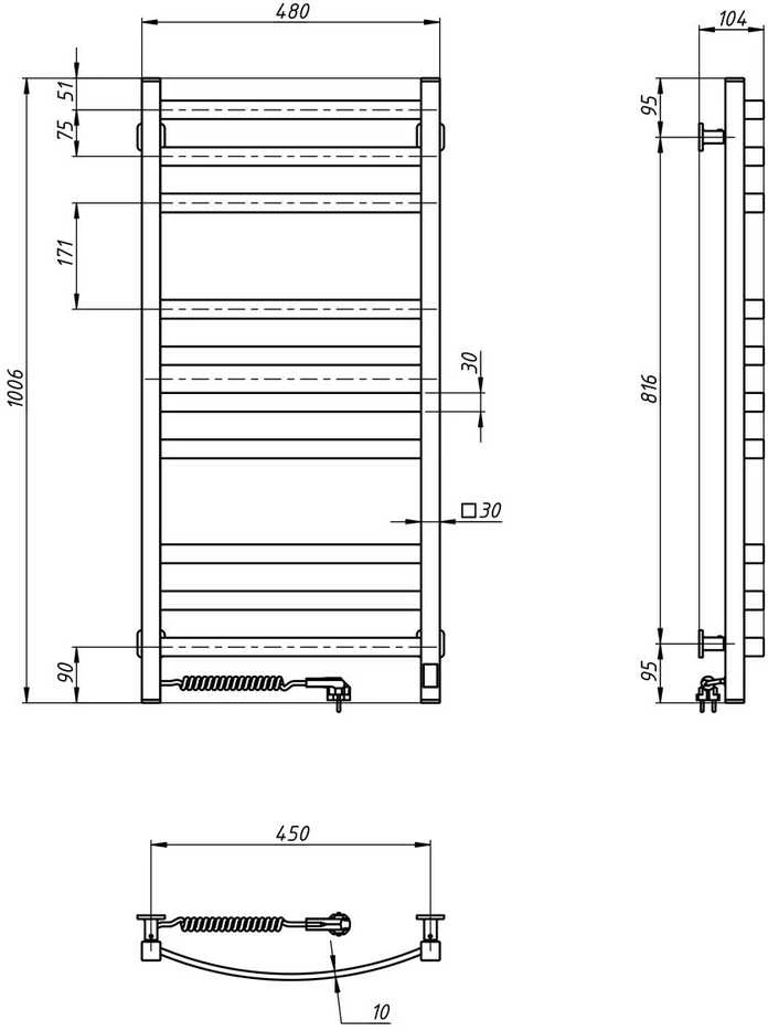 El.rankšluosčių džiovintuvas Navin Avalon 480*1000 Sensor kairė juodas 12-203153-4810
