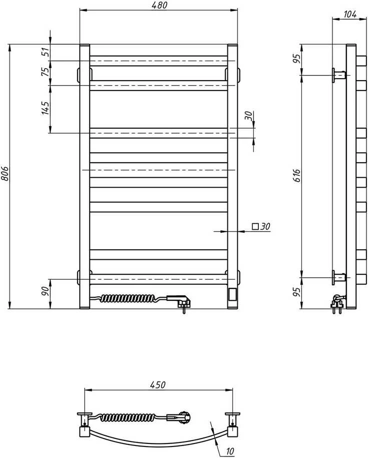 El.rankšluosčių džiovintuvas Navin Avalon 480*800 Sensor kairė baltas 12-103153-4880