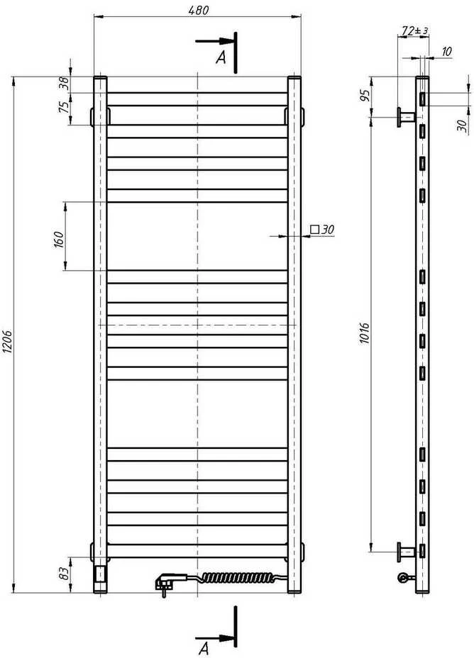 El.rankšluosčių džiovintuvas Navin Avangard 480*1200 Sensor dešinė 12-028053-4812