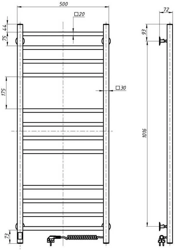 El.rankšluosčių džiovintuvas Navin Loft 500*1200 Sensor dešinė 10-043053-5012