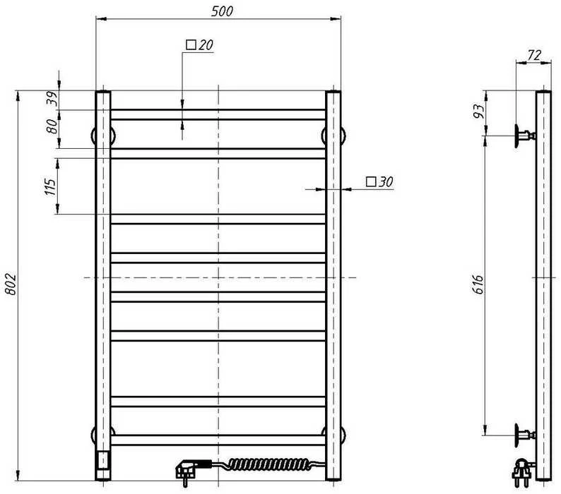 El.rankšluosčių džiovintuvas Navin Loft 500*800 Sensor dešinė 10-043053-5080
