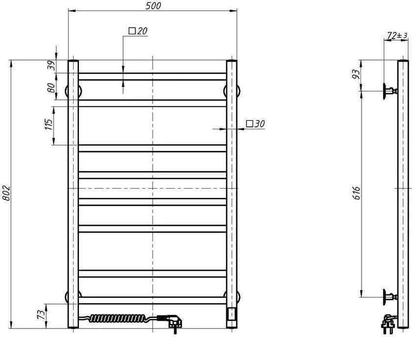 El.rankšluosčių džiovintuvas Navin Loft 500*800 Sensor kairė 10-043153-5080