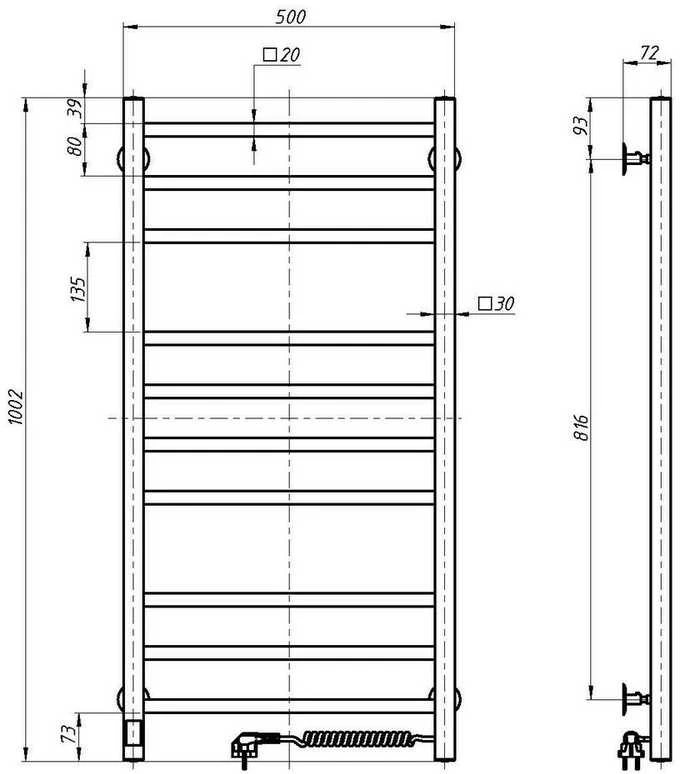 El.rankšluosčių džiovintuvas Navin Loft 500*1000 Sensor dešinė 10-043053-5010