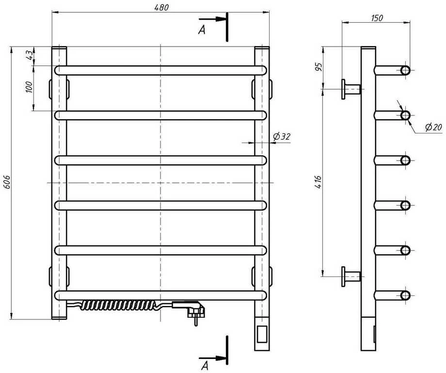 El.rankšluosčių džiovintuvas Navin Simfonia 480*600 Sensor kairė 12-009133-4860