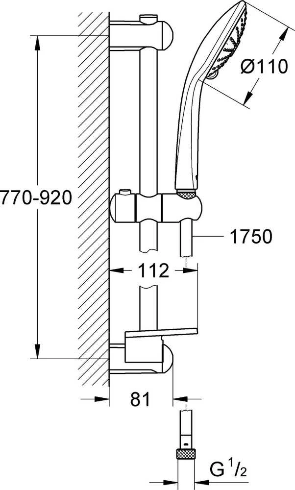 Grohe Euphoria 110 Massage dušo kompl., 3 srovės, 900 mm 27226001
