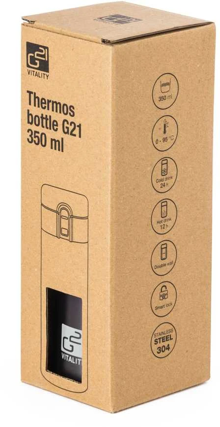 G21 termosas gerti, 350 ml, plieno pilkas