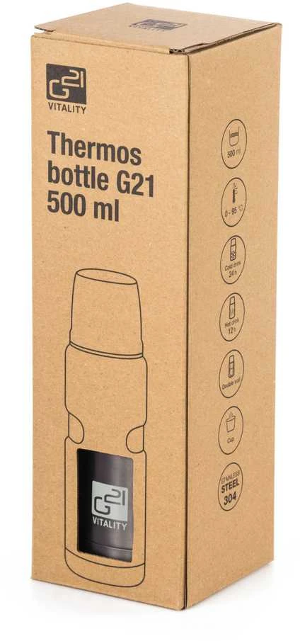 G21 termosas gerti, 500 ml, plieno pilkas