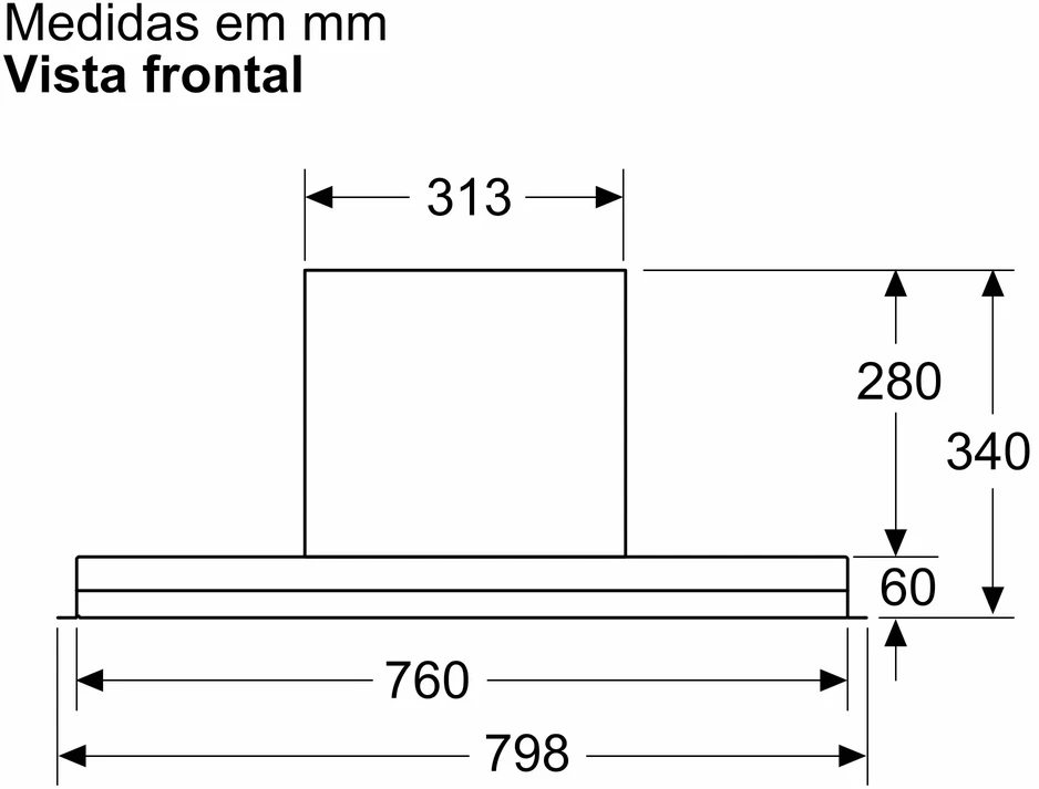 Bosch DBB87DP60 Serija 6, Integruojamasis kamino tipo gartraukis, 80 cm, skaidrus stiklas su juodu atspaudu, Matinė juoda