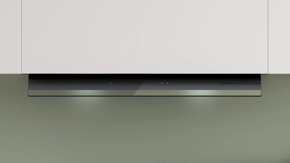 Bosch DBB87DP60 Serija 6, Integruojamasis kamino tipo gartraukis, 80 cm, skaidrus stiklas su juodu atspaudu, Matinė juoda