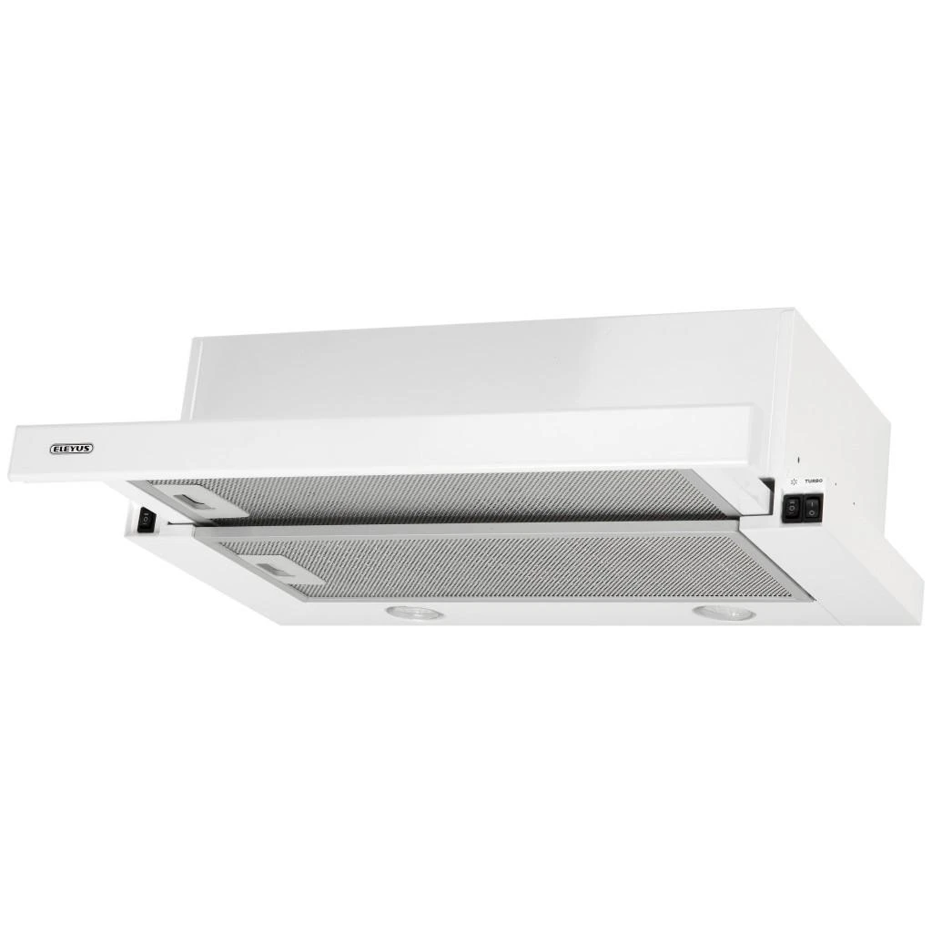 Gartraukis Eleyus Hood TLS L 14 150 60 WH (Storm 700 60 WH LED) Teleskopinis, D energijos vartojimo efektyvumo klasė, Plotis 60 cm, 355 m³/h, Mechaninis valdymas, LED, Baltas