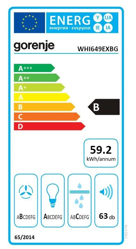 Prie sienos montuojamas garų surinktuvas GORENJE WHI649EXBG