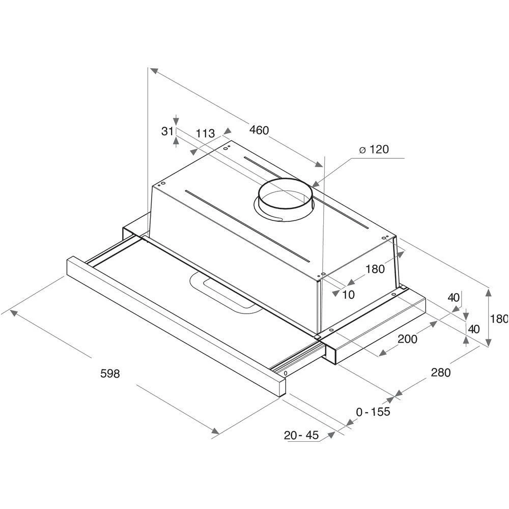Gartraukis teleskopinis Whirlpool AKR 6390/1 IX (371 m3/h, 599mm, sidabrinis spalvos)