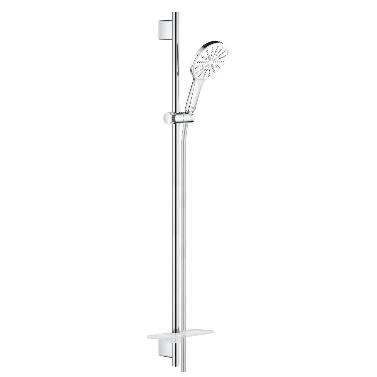 Grohe Dušo komplektas Smart ACTIVE (stovas L-90, žarna-1,75m, 130 galvutė-3 srovės),chromas/balta 26579LS0