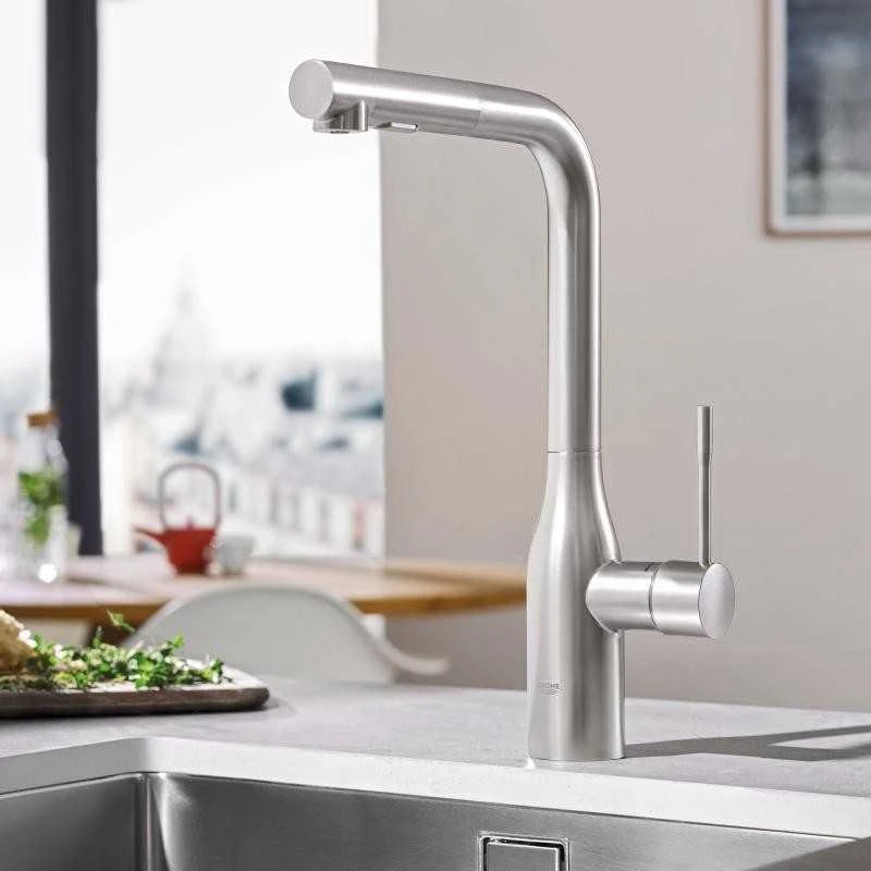 Grohe virtuves izlietnes maisītājs ar izvelkamu dušu Essence, supersteel