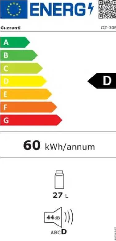 Guzzanti GZ 30S šaldytuvo energetinio efektyvumo etiketė
