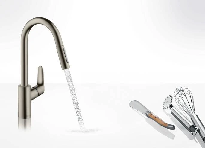 Hansgrohe Focus M41 virtuvės maišytuvas su ištraukiamu purkštuvu, 2 srovės (31815800)