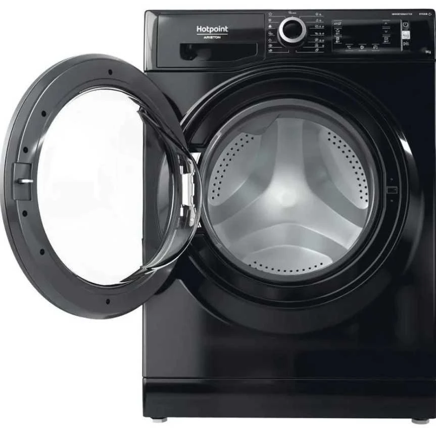 Skalbimo mašina Juodos spalvos skalbyklė Hotpoint Ariston NLCD 948 BS A EU