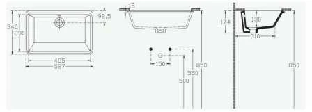 Įleidžiamas keramikinis praustuvas Isvea SOLUZIONE 10SZ77053, 53 cm