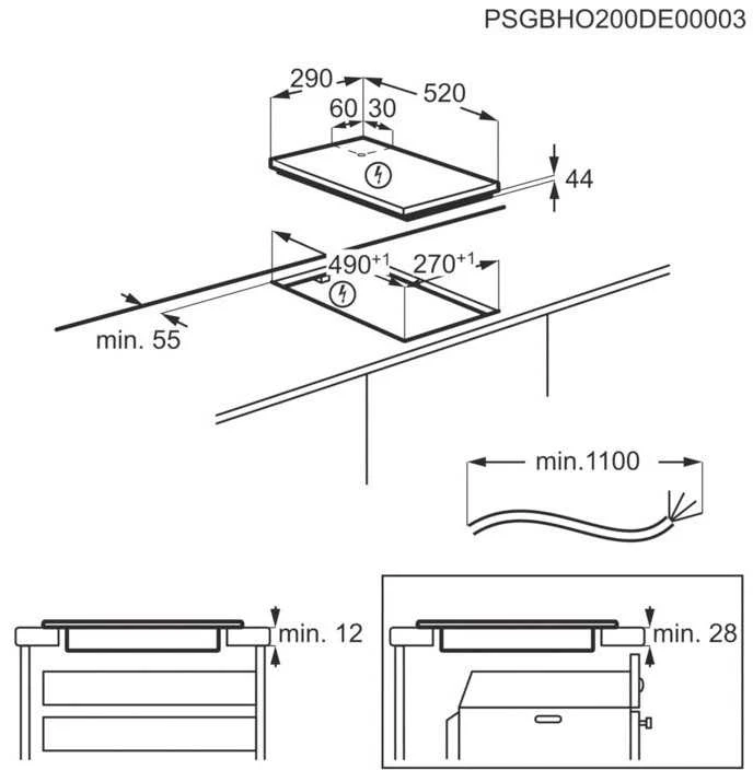 29 cm pločio Domino indukcinė kaitlentė Electrolux LIT30231C