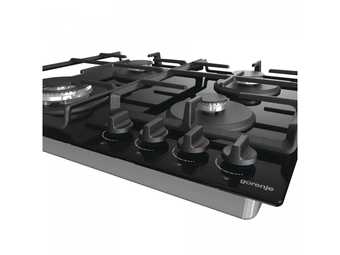 Gorenje | Kaitlentė | GTW641EB | Dujos ant stiklo | Degiklių / virimo zonų skaičius 4 | Sukamosios rankenėlės | Juodas