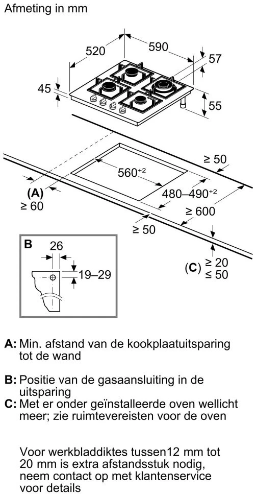 Įmontuojama dujinė kaitlentė SIEMENS iQ300, EN6B6HK40, 60 cm
