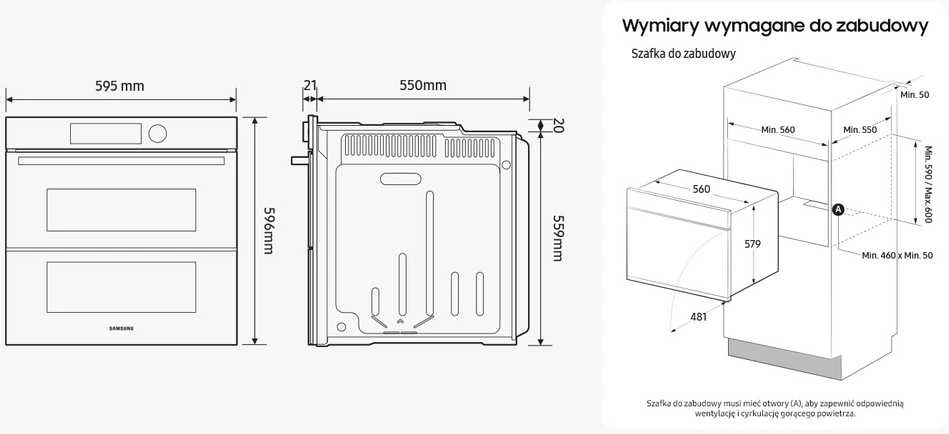 Įmontuojama dviguba orkaitė Samsung NV7B5745PAK