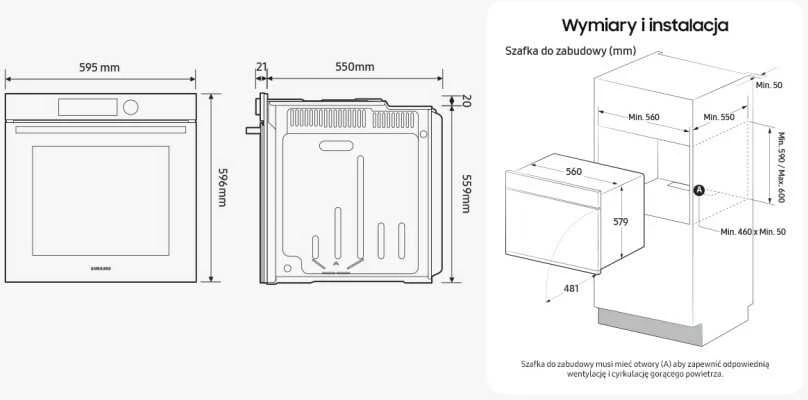 Įmontuojama garinė orkaitė Samsung NV7B4040VAK