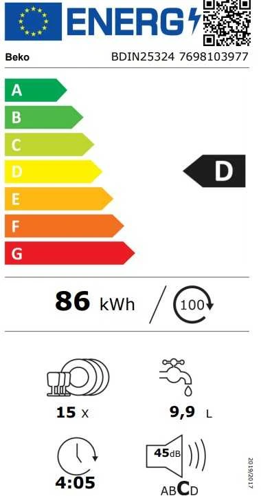 Įmontuojama indaplovė Beko BDIN25324