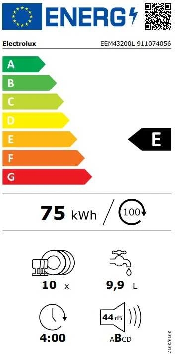 Indaplovė - Electrolux Eem43200l Visiškai Įmontuota, 10 Vietų, Sidabrinė