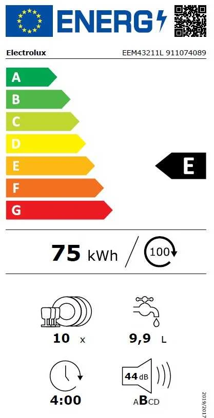 Įmontuojama 45cm pločio indaplovė Electrolux EEM43211L