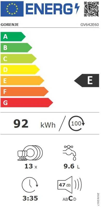 Įmontuojama indaplovė Gorenje G400, GV642E60 (Ekspozicinė prekė)