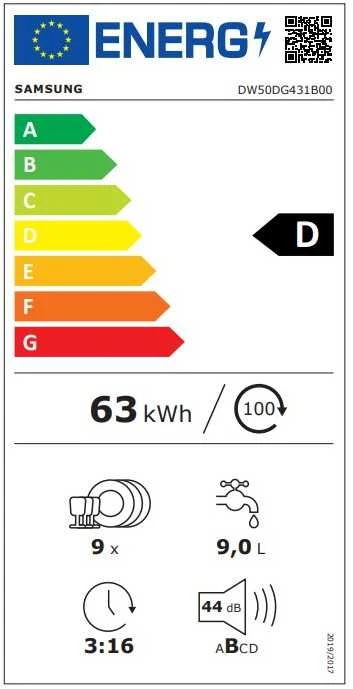 Įmontuojama indaplovė Samsung DW50DG431B00ET