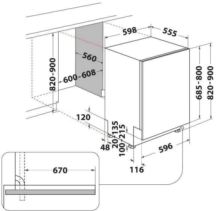 Įmontuojama indaplovė Whirlpool W2I HD524 AS