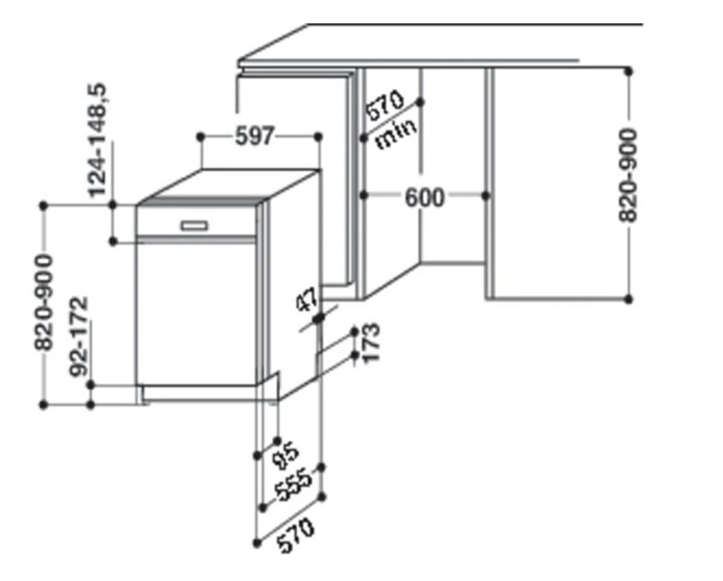 Įmontuojama indaplovė Whirlpool WBC 3C34 PF X