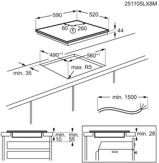 Įmontuojama indukcinė kaitlentė Electrolux EIV63449CT
