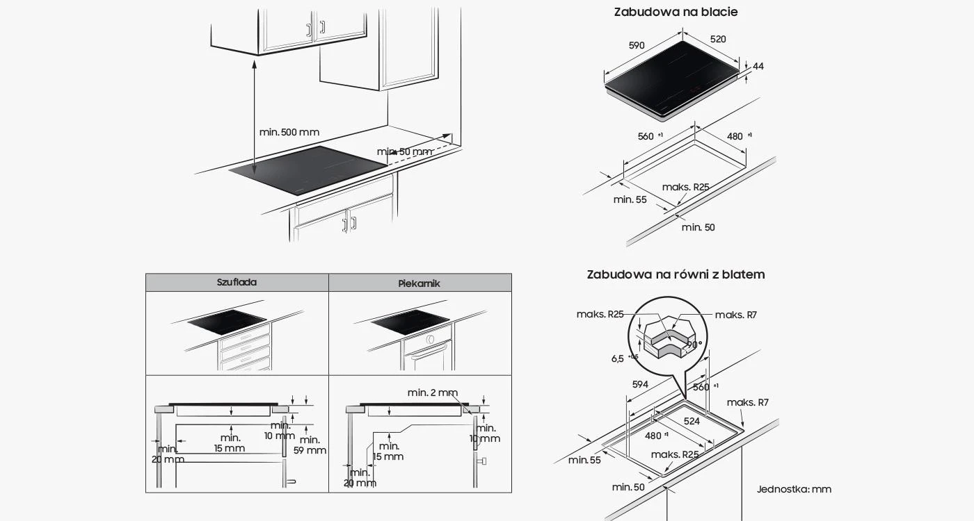 Įmontuojama indukcinė kaitlentė Samsung NZ64B5046FK
