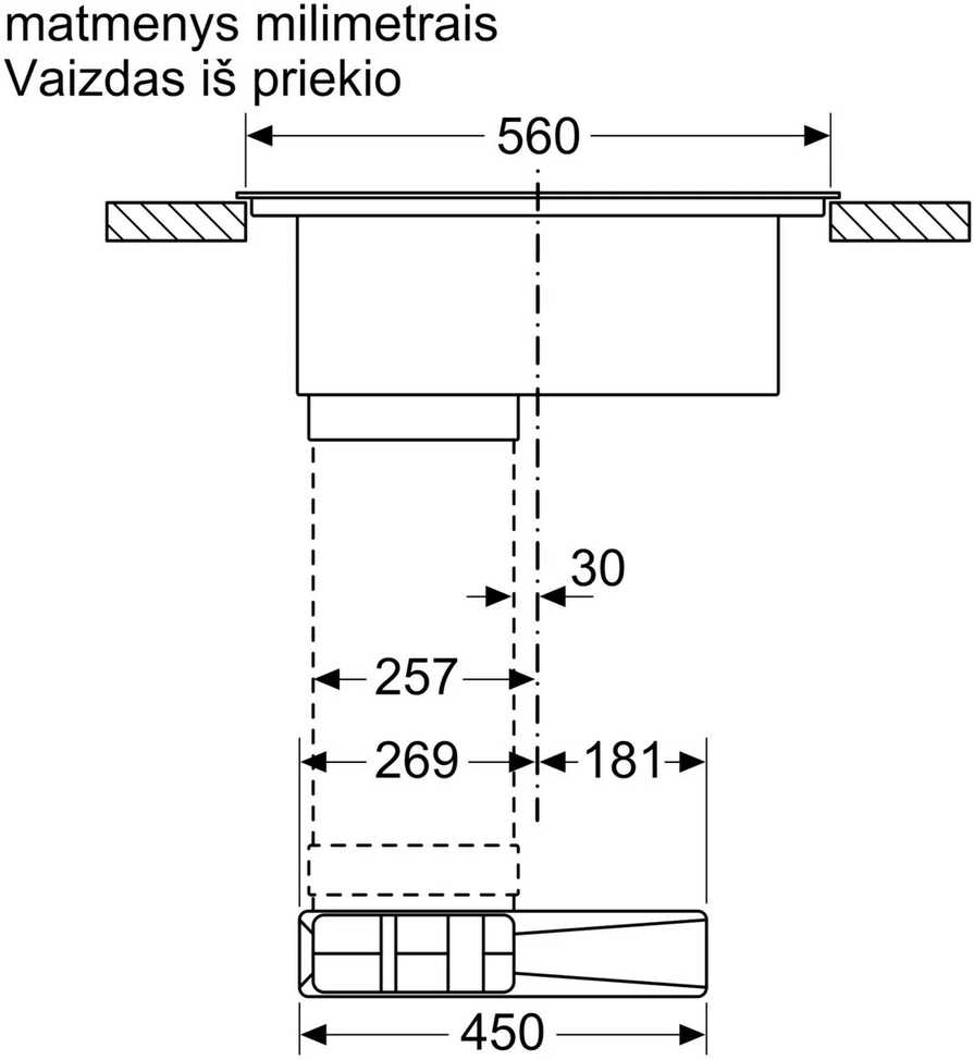 Įmontuojama indukcinė kaitlentė su integruotu gartraukiu Neff V57YHQ4C0 (be rėmelio)