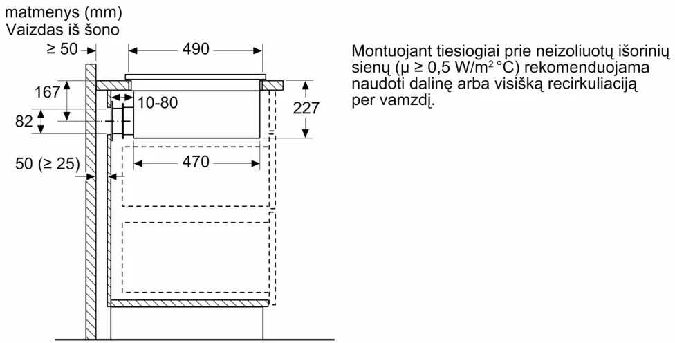 Bosch PVS811B16E Serija 4, Indukcinė kaitlentė su integruota ventiliacijos sistema, 80 cm, kaitlentė be rėmo